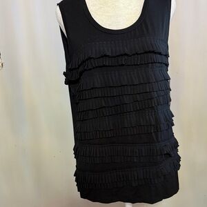 NEW Rafaella Black Layered Ruffle Tank Top